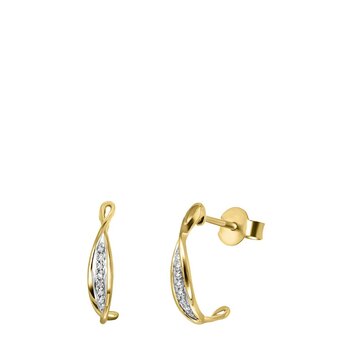 Bol.com Lucardi dames oorbellen met diamant 0,04ct - oorbellen - cadeau - 14 karaat goud - geelgoud aanbieding