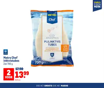 Makro Metro Chef inktvistubes Zak 700 g aanbieding