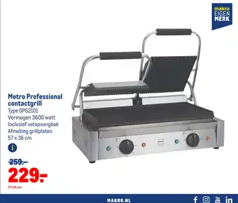 Makro Metro Professional contactgrill Type GPG2101 aanbieding
