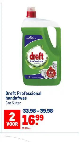 Makro Dreft Professional handafwas Can 5 liter aanbieding