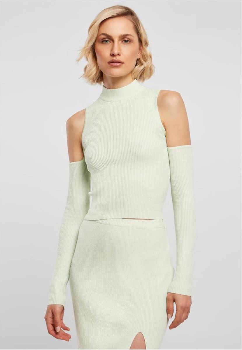 Bol.com Urban classics longsleeve top -xs- rib knit cut out sleeve mintgroen aanbieding