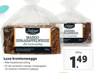 Lidl Luxe krentenwegge 208g aanbieding