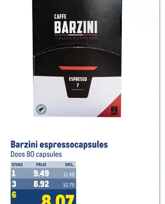 Makro Barzini espressocapsules Doos 80 capsules aanbieding