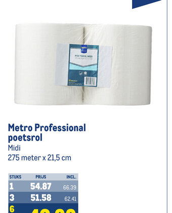 Makro Metro Professional poetsrol 275 meter x 21,5 cm aanbieding