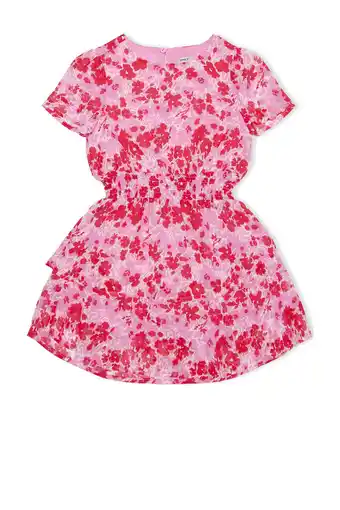 Wehkamp Kids only mini gebloemde jurk kmgisabella-suna roze/rood aanbieding