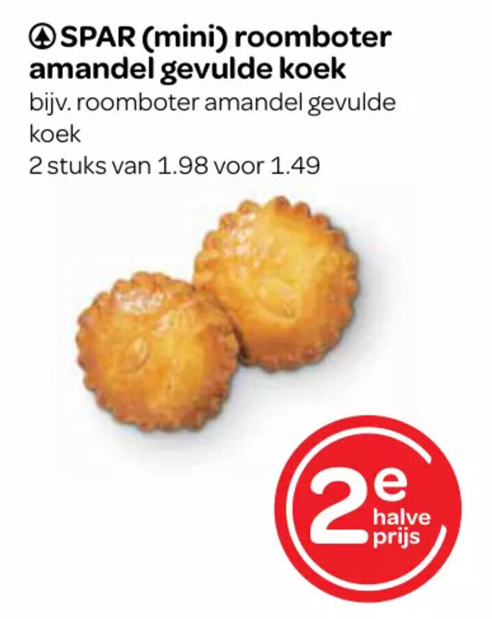 SPAR (mini) roomboter amandel gevulde koek aanbieding bij Spar