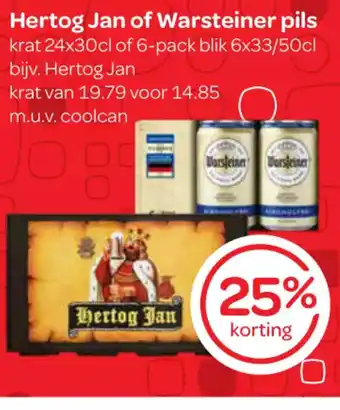 Spar Hertog Jan of Warsteiner pils aanbieding