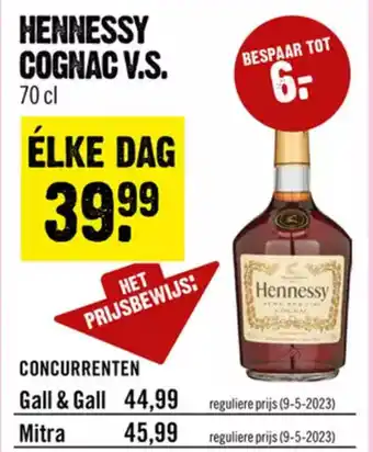 Dirck 3 HENNESSY COGNAC V.S. 70 cl aanbieding