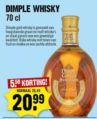 Dirck 3 DIMPLE WHISKY 70 cl aanbieding