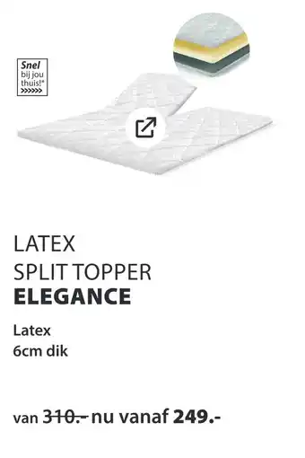 Lion Beddenshop Latex split topper elegance aanbieding