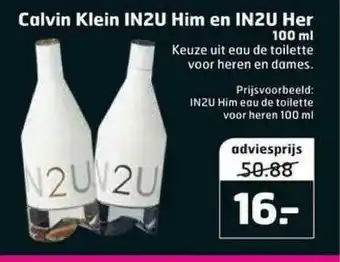 Trekpleister Calvin Klein IN2U Him En IN2U Her 100 Ml aanbieding