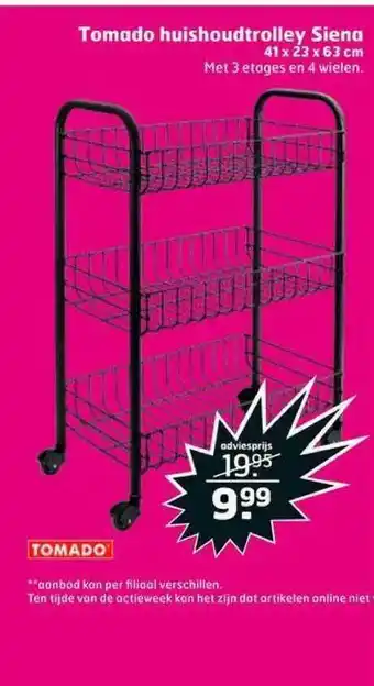 Trekpleister Tomado Huishoudtrolley Siena 41 X 23 X 63 Cm aanbieding