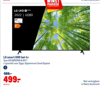 Makro LG smart UHD led-tv Type 65UQ80006LB (65") aanbieding