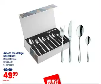 Makro Amefa 56-delige bestekset Model Monaco Rvs 18/10 6-persoons aanbieding