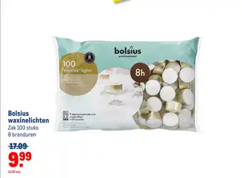 Makro Bolsius waxinelichten Zak 100 stuks 8 branduren aanbieding