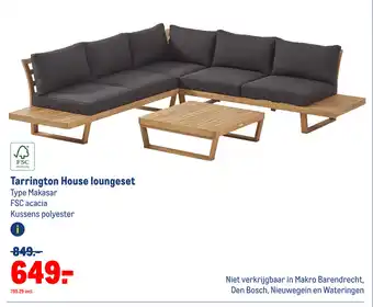 Makro Tarrington House loungeset Type Makasar FSC acacia Kussens polyester aanbieding