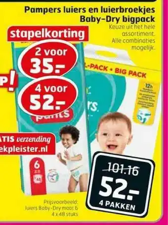 Trekpleister Pampers Luiers En Luierbroekjes Baby-Dry Bigpack aanbieding