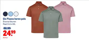 Makro Gio Pisano heren polo Diverse kleuren Maat S t/m XXL aanbieding