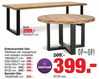 Budget Home Store Eetkamertafel Otis 180x90x77 cm aanbieding