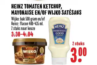 Boon`s Markt Heinz Tomaten Ketchup, Mayonaise En/Of Wijko Satésaus 400-435 ml aanbieding