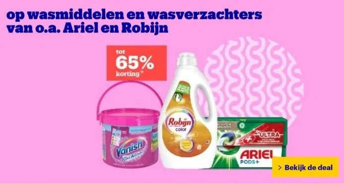 Bol.com Op wasmiddelen en wasverzachters van o.a. ariel en robijn aanbieding