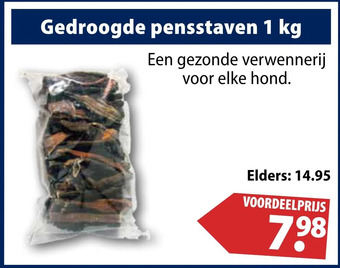 Huisdier Voordeelshop Gedroogde pensstaven 1 kg aanbieding