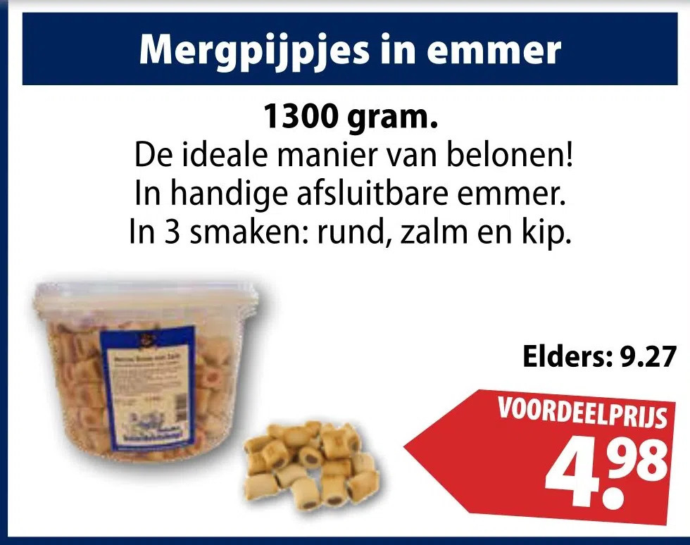 Huisdier Voordeelshop Mergpijpjes in emmer aanbieding