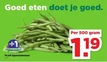 PLUS Plus Sperziebonen 500 gram aanbieding