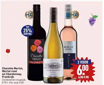 ALDI Charette Merlot, Merlot rosé en Chardonnay, Frankrijk aanbieding