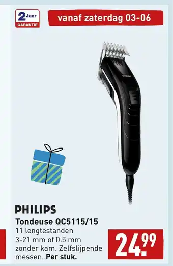 ALDI PHILIPS Tondeuse QC5115/15 aanbieding