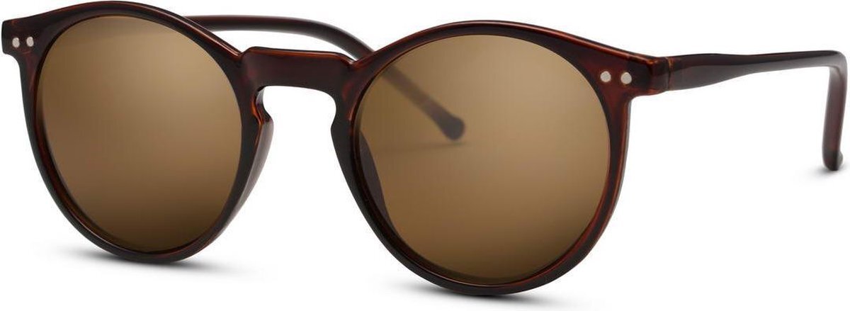 Bol.com Cheapass zonnebrillen - ronde zonnebril - goedkope zonnebril - bruin aanbieding