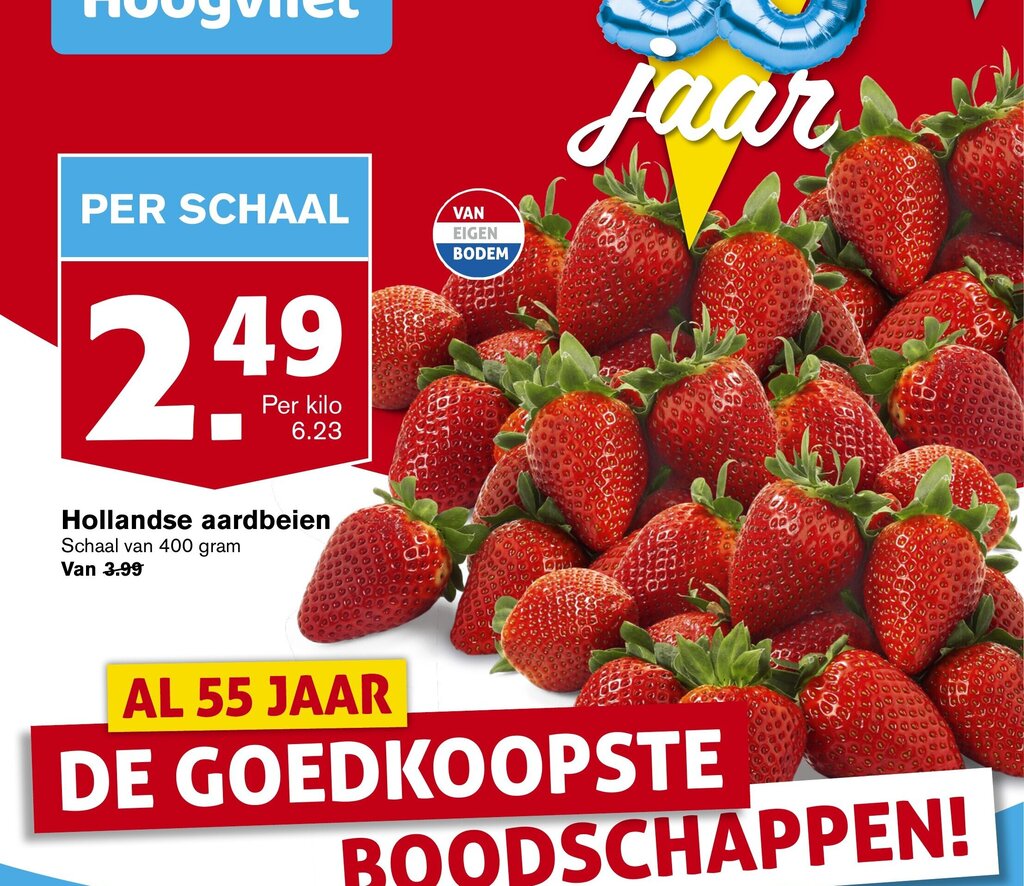 Hoogvliet Hollandse aardbeien Schaal van 400 gram aanbieding