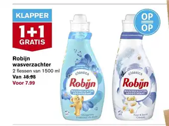 Hoogvliet Robijn wasverzachter 2 flessen van 1500 ml aanbieding