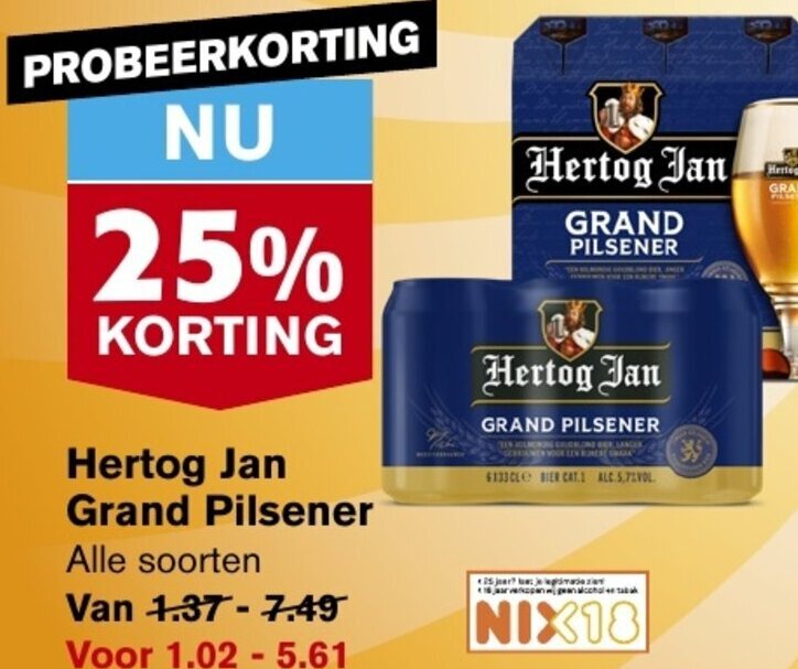 Hoogvliet Hertog Jan Grand Pilsener aanbieding