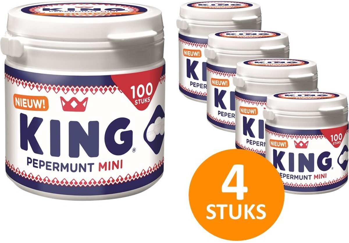 Bol.com King mini pepermunt mini pot 4 potten à 100g - verfrisser - koningsdag aanbieding