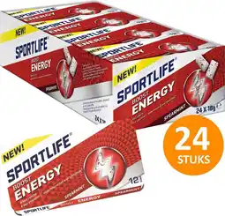 Bol.com Sportlife boost energy 24 pakjes à 18 g suikervrije kauwgom - frisse energy kauwgom met vitamine c en cafeïne aanbieding