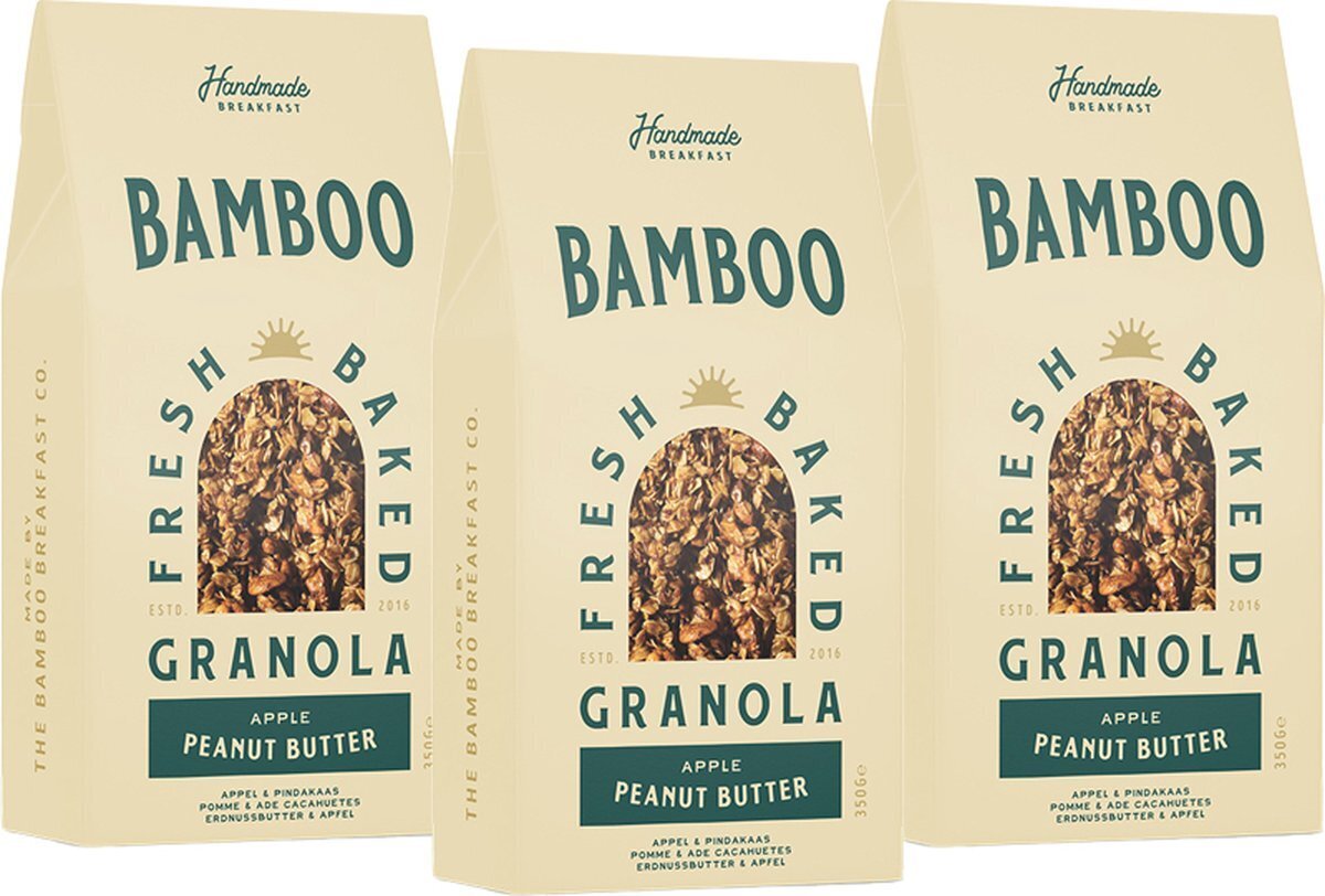 Bol.com Bamboo granola - peanut butter & apple - 350g x 3 aanbieding