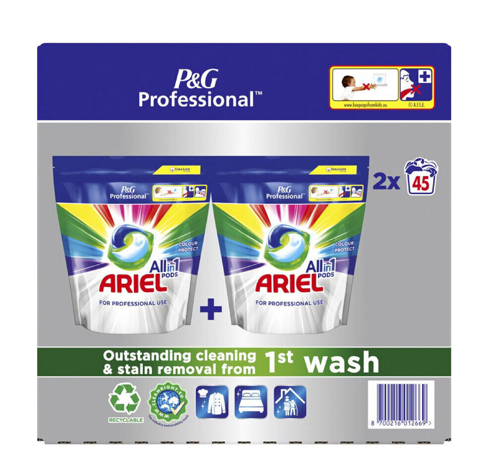 Makro Ariel professional pods Doos 2x 45 of 2x 55 pods aanbieding