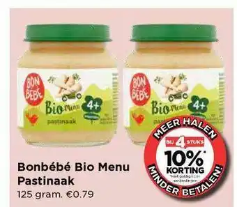 Vomar Voordeelmarkt Bonbébé Bio Menu Pastinaak Bij 4 Stuks 10% Korting aanbieding