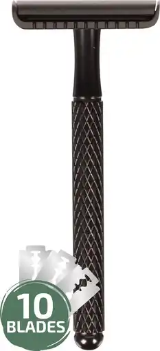 Bol.com Biowust safety razor + 10 scheermesjes - voor mannen & vrouwen - zero waste - black aanbieding
