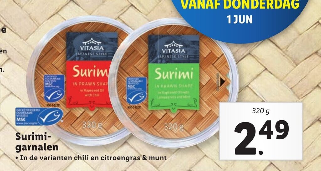 Surimigarnalen 320 g aanbieding bij Lidl