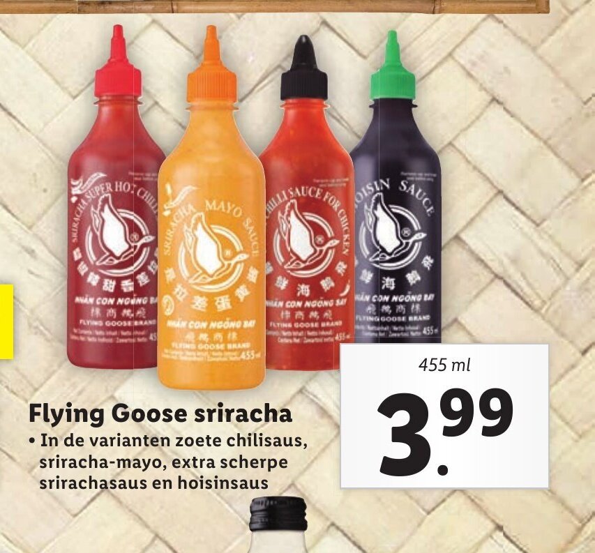 Flying Goose sriracha 455 ml aanbieding bij Lidl