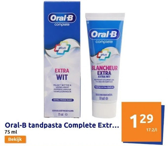 Action Oral-b tandpasta complete extra white aanbieding