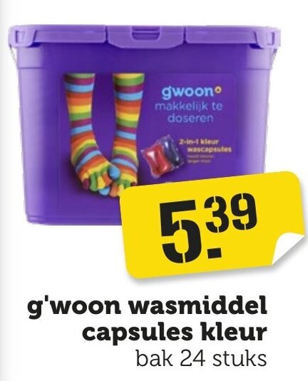 Coop g'woon wasmiddel capsules kleur aanbieding