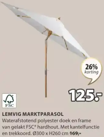 Jysk LEMVIG MARKTPARASOL ,Ø300 x H260 cm aanbieding