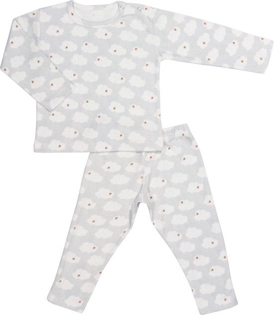 Bol.com Trixie pyjama clouds lang junior katoen wit/grijs maat 140 aanbieding