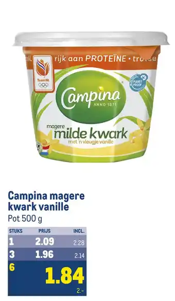 Makro Campina magere kwark vanille aanbieding