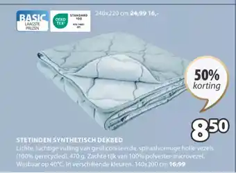 Jysk STETINDEN SYNTHETISCH DEKBED 140x200 cm aanbieding