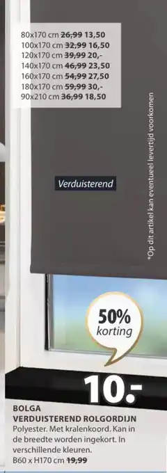 Jysk BOLGA VERDUISTEREND ROLGORDIJN B60 x H170 cm aanbieding
