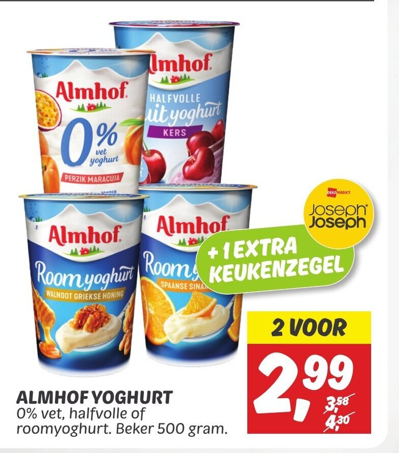 Dekamarkt ALMHOF YOGHURT 500 gram aanbieding